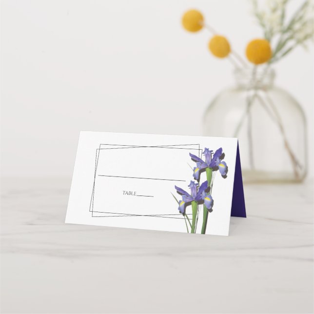 Elegant Purple Iris Wedding Place Card (Front)