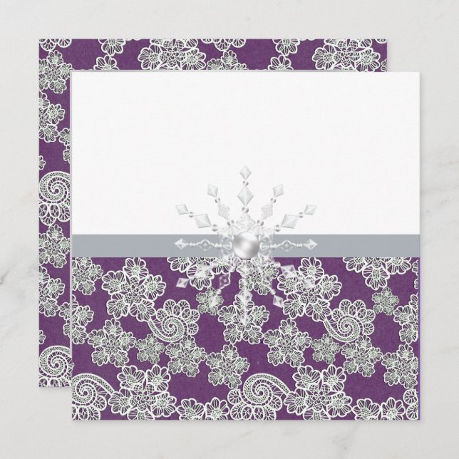 Elegant Purple Lace Wedding Invitation (Front/Back)