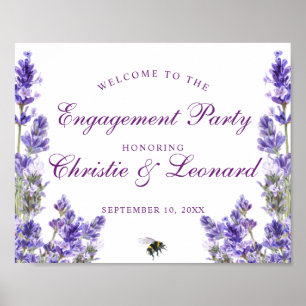 Elegant Purple Lavander Flowers Engagement Poster