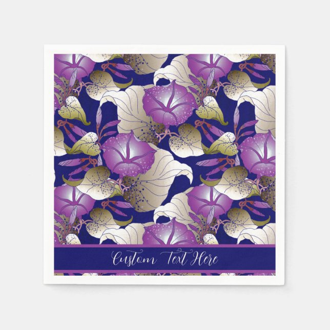 Elegant Purple Lavender Floral Flowers Personalise Napkin (Front)