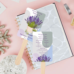 Elegant Purple Lavender Floral Wedding Program  Hand Fan