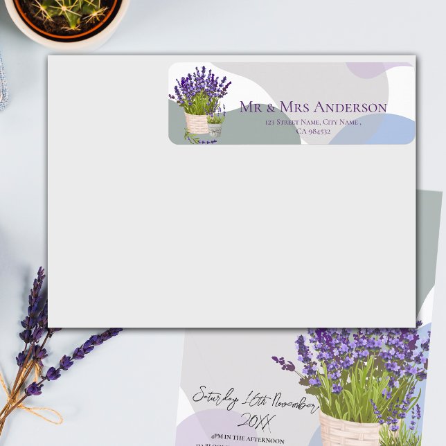 Elegant Purple Lavender Flowers Wedding Address (Elegant Purple Lavender Flowers Wedding Address Label)