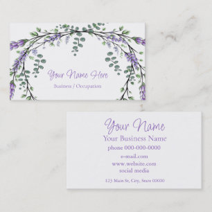 Elegant purple lavender watercolor business card