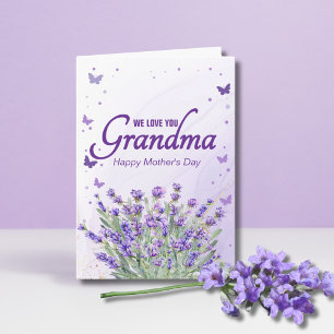 Elegant Purple Lavender We Love You Grandma Card