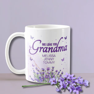 Elegant Purple Lavender We Love You Grandma Coffee Mug