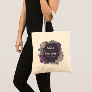 Elegant Purple Lilac and Lavender Floral Wedding Tote Bag