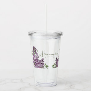 Elegant Purple Lilac Botanical Floral Acrylic Tumb Tumbler