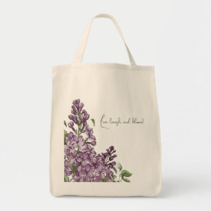 Elegant Purple Lilac Botanical Floral Canvas Tote Bag