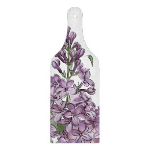 Elegant Purple Lilac Botanical Floral Glass Cuttin Cutting Board