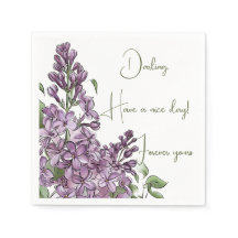 Elegant Purple Lilac Botanical Floral Paper Napkin