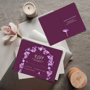 Elegant Purple Lilac FinnArch Florals No Menu RSVP