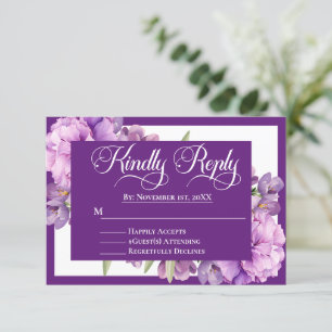 Elegant Purple Lilac Floral Islamic Wedding RSVP Card
