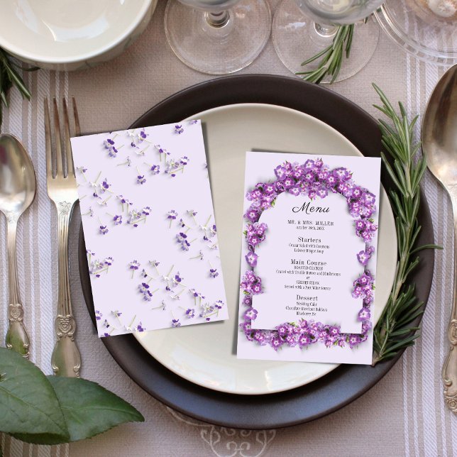 Elegant Purple Lilac I Arch Floral Wedding Menu (Creator Uploaded)