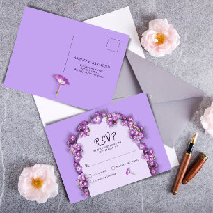Elegant Purple Lilac MoonArch Florals No Menu RSVP