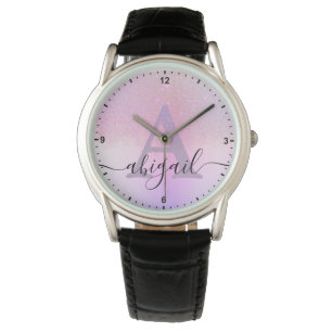 Elegant Purple Lilac Ombre Glitter Rain Sparkle Watch