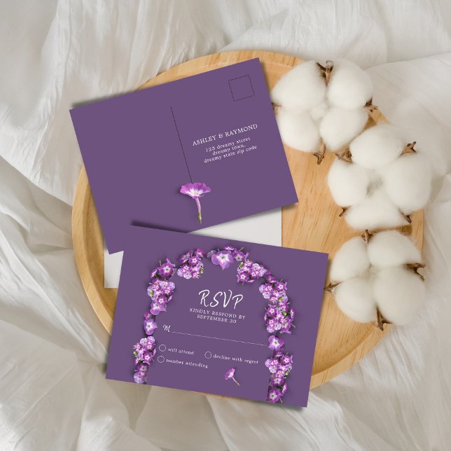 Elegant Purple Lilac Rum Arch Florals No Menu RSVP (Creator Uploaded)