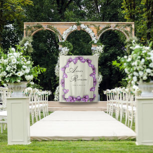 Elegant Purple Lilac Satin Linen Arch Florals Tapestry