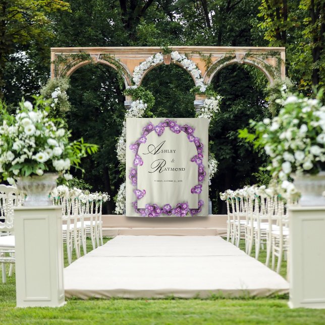 Elegant Purple Lilac Satin Linen Arch Florals Tapestry (Creator Uploaded)