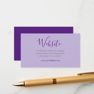 Elegant Purple & Lilac Wedding Website URL Details Enclosure Card
