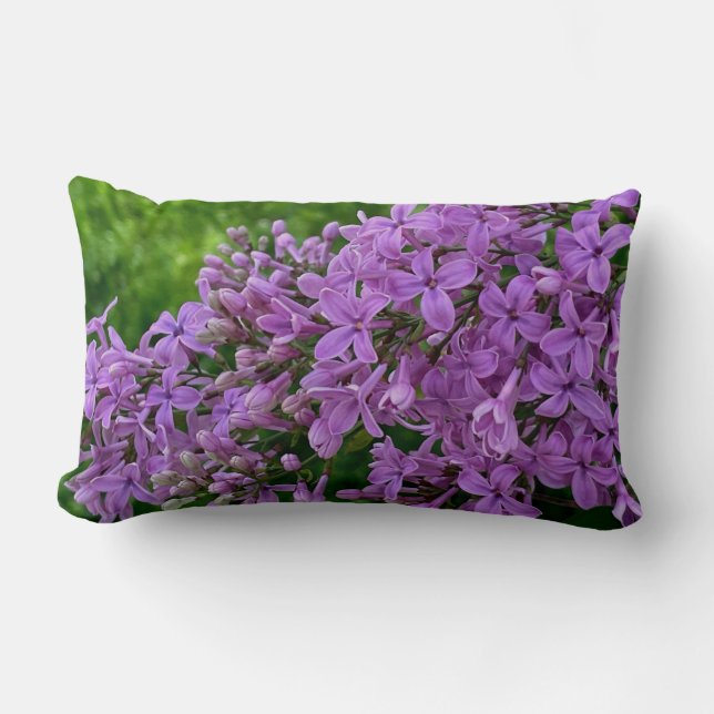 Elegant purple lilacs romantic purple floral lumbar cushion (Front)