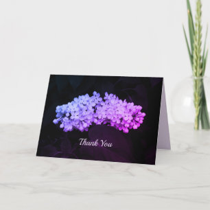 Elegant Purple Lilacs Script Thank You Card