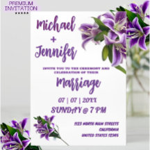 Elegant Purple Lily Floral Minimalist Wedding 