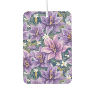 Elegant Purple Lily Floral Oil Painting Car Air Freshener
