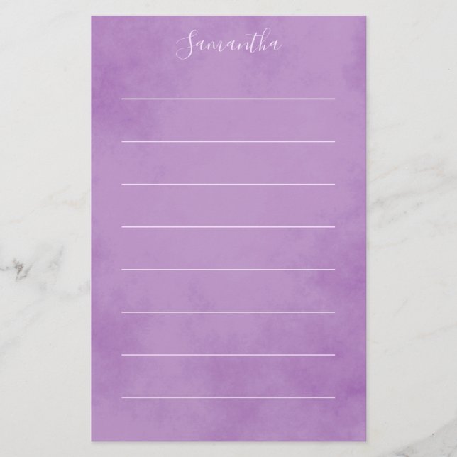 Elegant Purple Lined Stationery (Front)