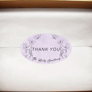 Elegant Purple Logo Women Body Care Thank You  Oval Sticker