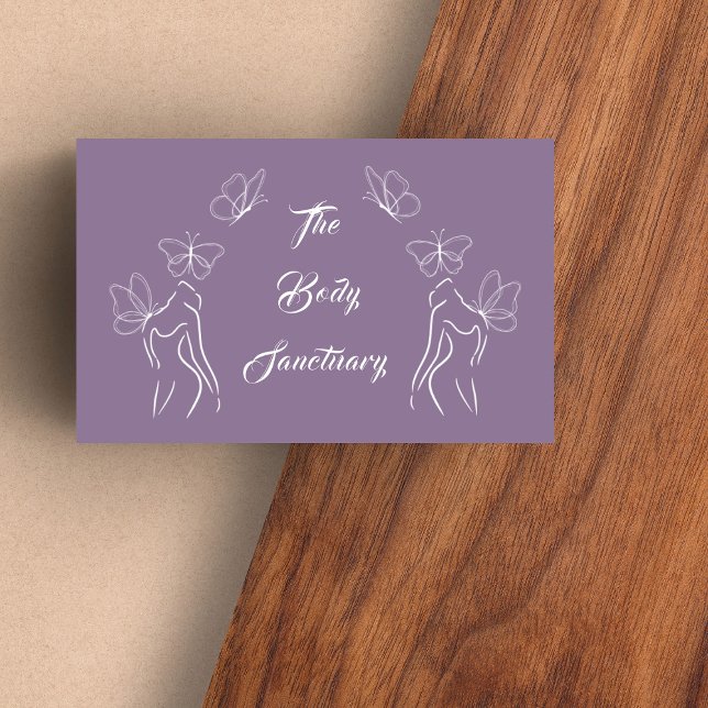 Elegant Purple Logo Women Body Care wellness  Business Card (Creator Uploaded)