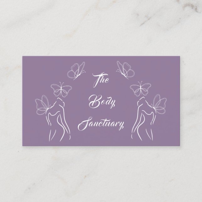 Elegant Purple Logo Women Body Care wellness  Business Card (Front)