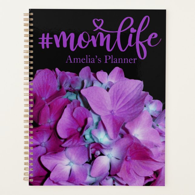 Elegant purple magenta floral hydrangea planner (Front)