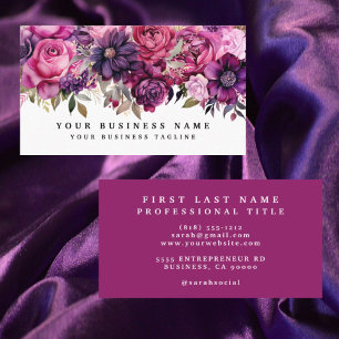 Elegant Purple Magenta Flowers Business Cards