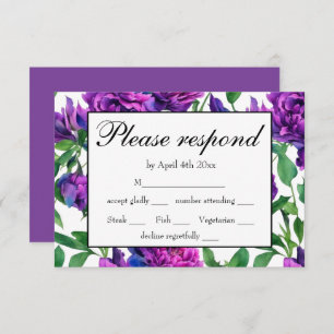 Elegant purple magenta watercolor florals rsvp