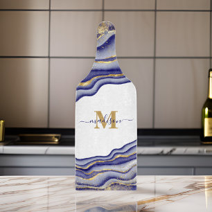 Elegant Purple Marble Agate Monogrammed Cutting Board