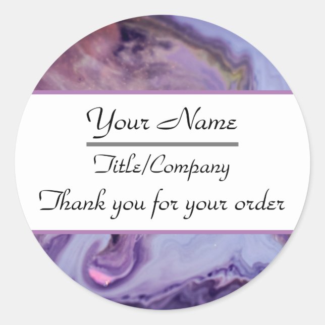 Elegant Purple Marble Hair Stylist Thank You Classic Round Sticker (Front)