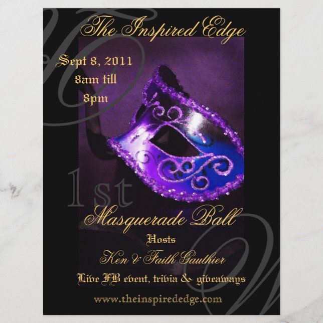 Elegant Purple Masquerade Ball Party Event Flyer (Front)