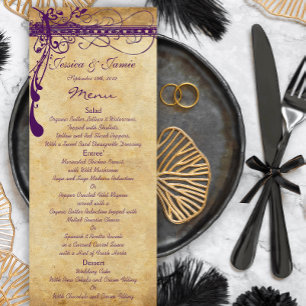 Elegant Purple Mediaeval Renaissance Wedding Menu 