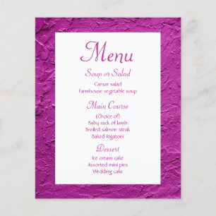 Elegant Purple Menu Wedding Stucco Modern