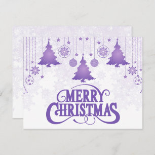 Elegant Purple Merry Christmas Wishing Holiday Card