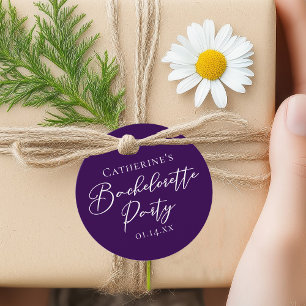 Elegant Purple Minimalist Bachelorette Party Favour Tags