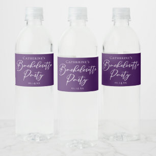 Elegant Purple Minimalist Bachelorette Party Water Bottle Label