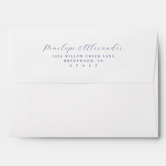 Elegant Purple Minimalist Calligraphy Envelope (Back (Top Flap))