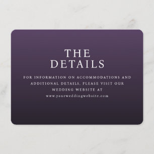 Elegant Purple Minimalist Wedding Details Card