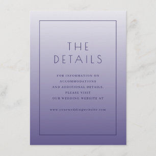 Elegant Purple Minimalist Wedding Details Enclosure Card