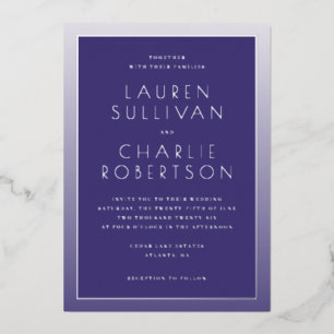 Elegant Purple Minimalist Wedding Invitation