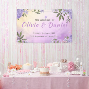 Elegant Purple Modern Minimalist Wedding Banner