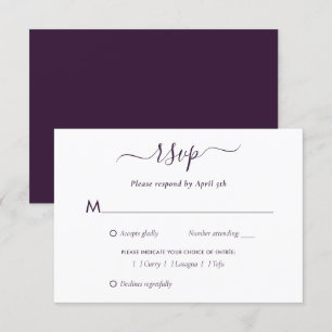 Elegant Purple Modern Script Wedding RSVP Card