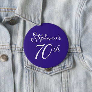 Elegant Purple Monogram 70th Birthday Party 10 Cm Round Badge