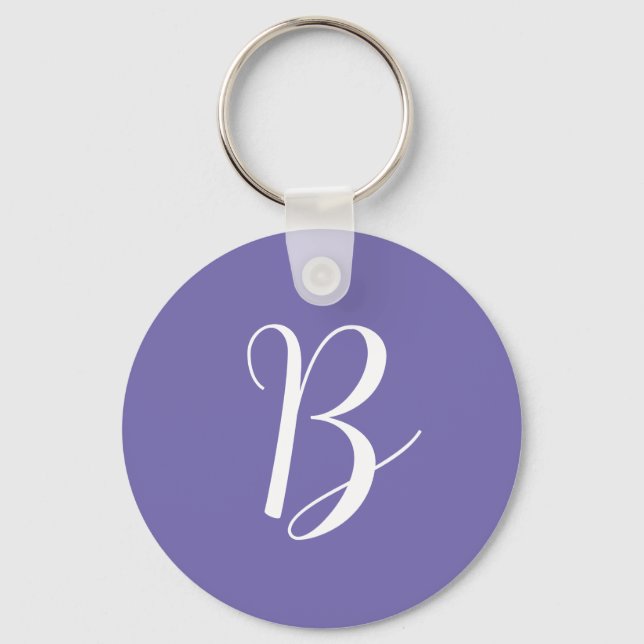 Elegant Purple Monogram  Initial Key Ring (Front)